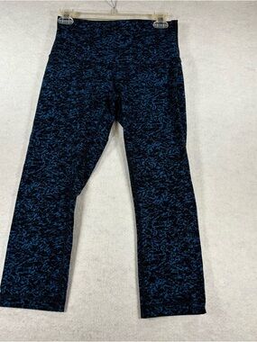 Lululemon Wunder Under Crop HR Fullux Size 8 Ice Breaker Black Blue 21”